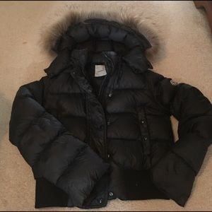 Moncler coat fur hood bomber coat